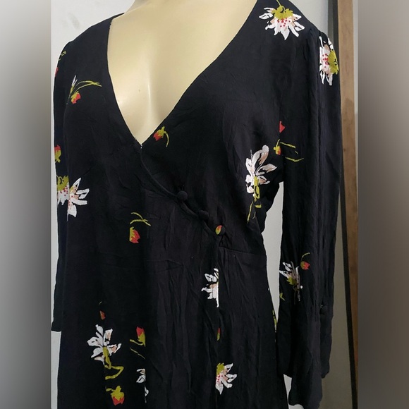 Free People Black and White Ruffled Wrap Dress - Picture 7 of 16